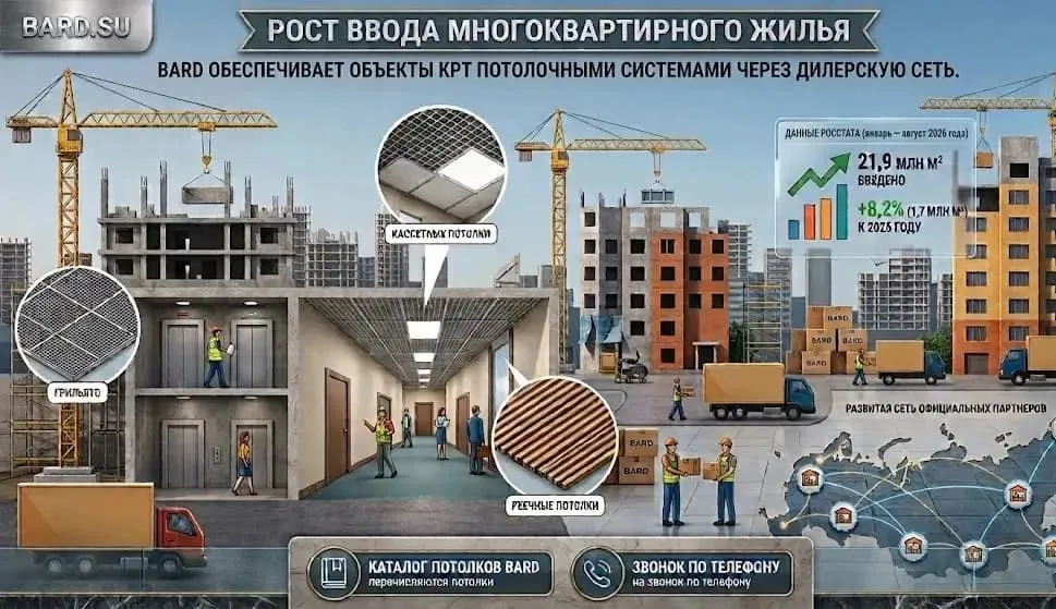 Подвесные потолки для МОП от производителя БАРД: обеспечение объектов КРТ через дилерскую сеть Подвесные потолки для МОП от производителя БАРД: обеспечение объектов КРТ через дилерскую сеть